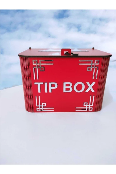 Kırmızı Ahşap Tip Box Kutu Bahşiş Kutusu Kumbara