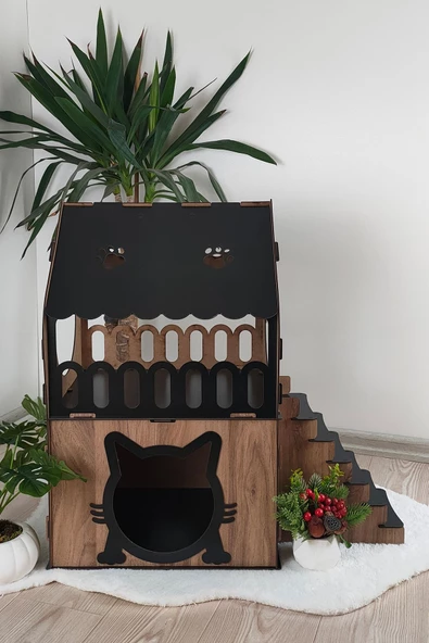 Kedi Evi Teraslı Dekoratif Kedi Evi - 5