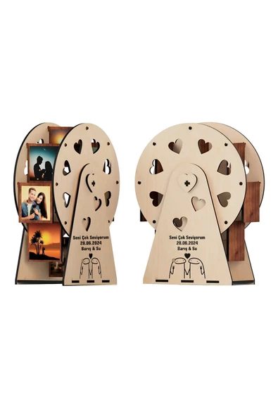 SLY-Kişiye Özel Ahşap Dönme Dolap Değirmen Resim Çerçevesi