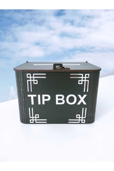 Dekoratif Siyah Ahşap Tip Box Kutu Bahşiş Kutusu Kumbara