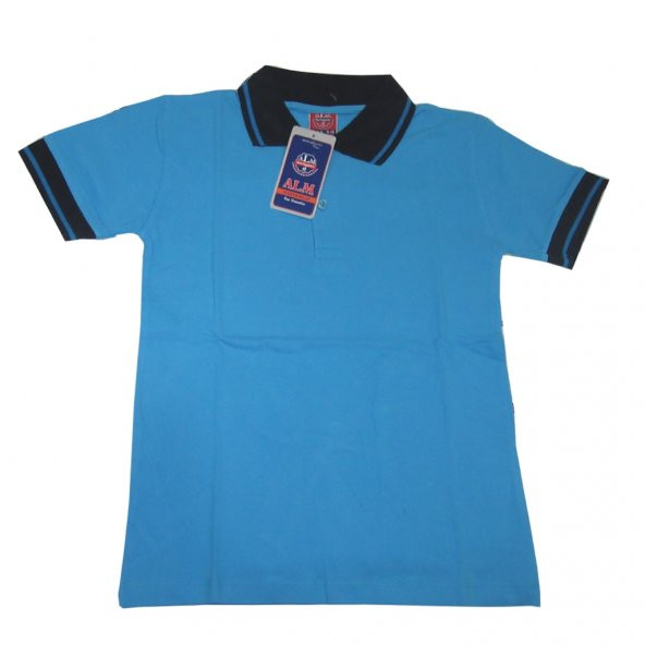 mavi Kısa Kol 6-16 Yaş Çocuk Okul Lakos Tişört/T-Shirt -