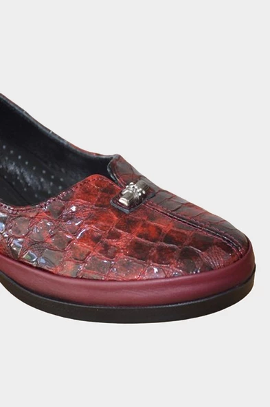 Kadın Bordo Hakiki Deri Comfort Günlük Ayakkabı-NHR.0046 - 3