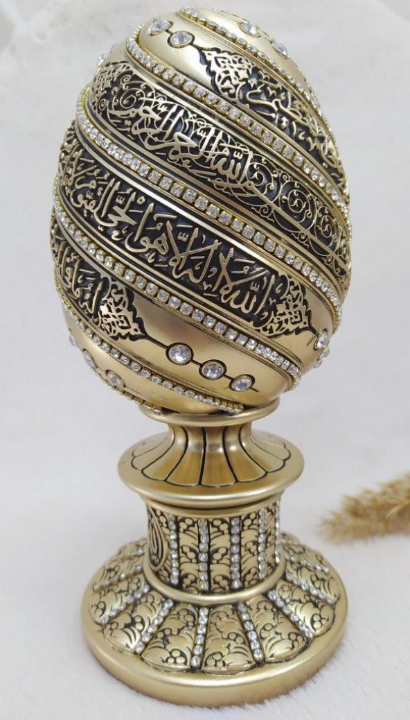 Yumurta Ayet-el Kürsi Kristal Taşlı Dini Obje Biblo Orta Sarı - 3