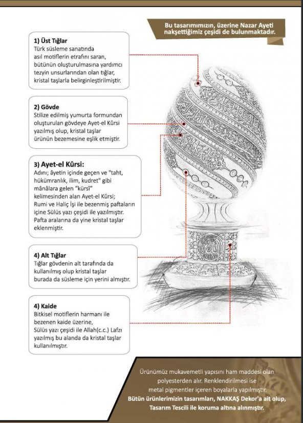 Yumurta Ayet-el Kürsi Kristal Taşlı Dini Obje Biblo Orta Sarı - 4
