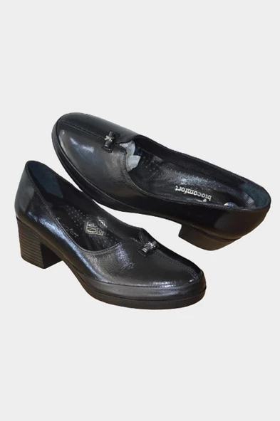 Kadın Rugan Siyah Hakiki Deri Comfort Günlük Ayakkabı-NHR.0046 - 5