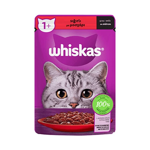 Whiskas Pouch Sos İçinde Sığır Etli Yetişkin Kedi Konservesi 6 Adet 85 Gr ürün görseli 1