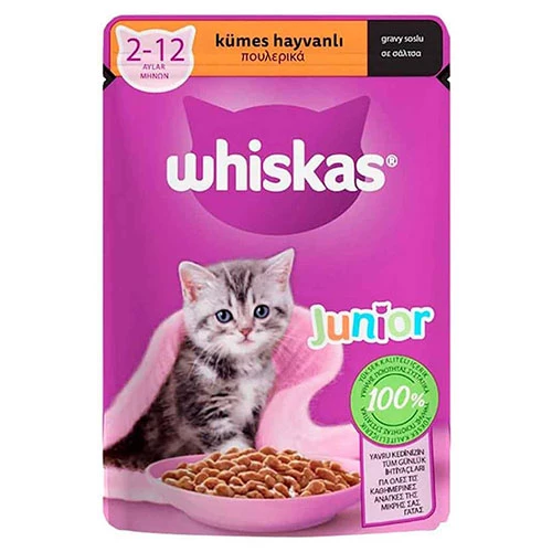 Whiskas Pouch Sos İçinde Kümes Hayvanlı Yavru Kedi Konservesi 6 Adet 85 Gr