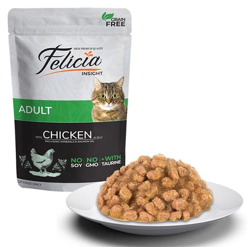 Felicia Pouch Jelly Tavuklu ve Taurinli Tahılsız Yetişkin Kedi Konservesi 85 Gr - Resim 2