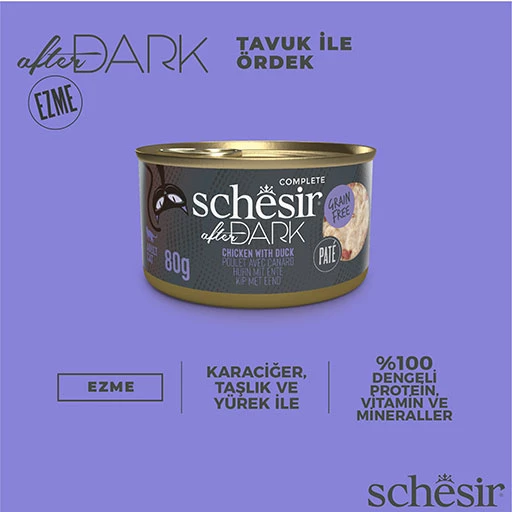 Schesir After Dark Pate Tavuk Etli ve Ördek Etli Tahılsız Yetişkin Kedi Konservesi 80 Gr - Resim 2