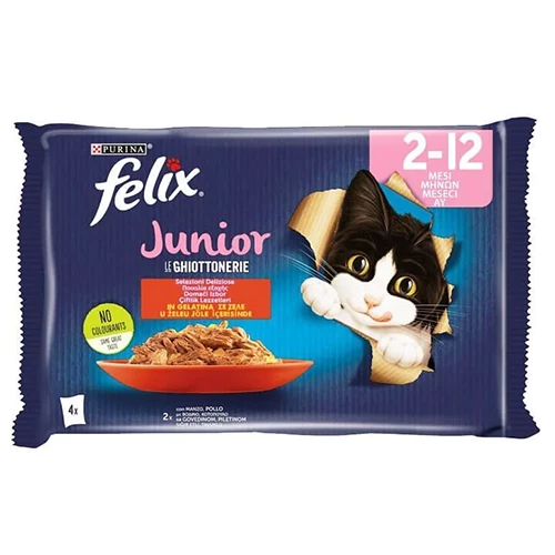 Felix Multipack Junior Sığır Etli ve Tavuklu Yavru Kedi Konservesi 4x85 Gr