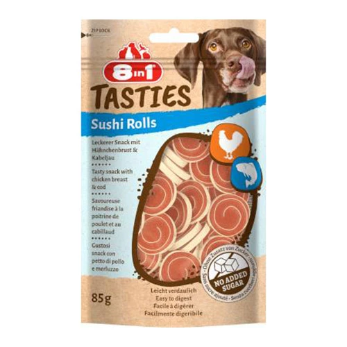 8in1 Tasties Sushi Rolls Tavuklu ve Balıklı Sushi Köpek Ödülü 85 Gr