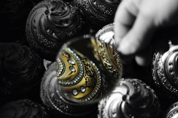 Yumurta Ayet-el Kürsi Kristal Taşlı Dini Obje Biblo Küçük Gümüş - 8