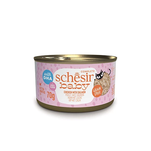 Schesir Babycat Tavuklu ve Somon Balıklı Tahılsız Yavru Kedi Konservesi 70 Gr