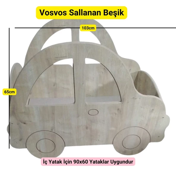 MukoToys Vosvos Temalı Sallanan Beşik Mdf 103x65cm