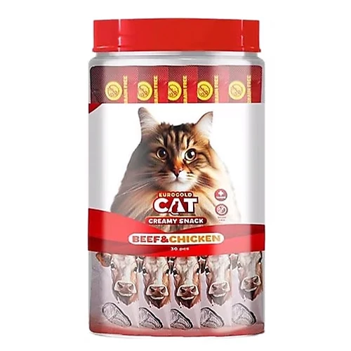 EuroGold Cat Sıvı Kedi Ödülü Dana Etli ve Tavuklu 30x15 Gr