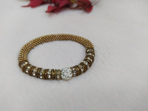 Hdmarketim Şambala Taşlı Gold Renk Lastikli Bileklik - 2