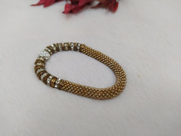 Hdmarketim Şambala Taşlı Gold Renk Lastikli Bileklik - 3