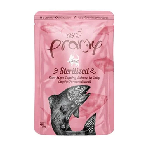 Pramy Jöle İçinde Somonlu ve Ton Balıklı Kısırlaştırılmış Kedi Konservesi 70 Gr