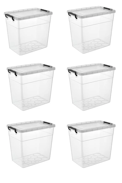 6 Adet Şeffaf Derin Plastik Saklama Kutusu 3,8 Litre  - 1148_01_6