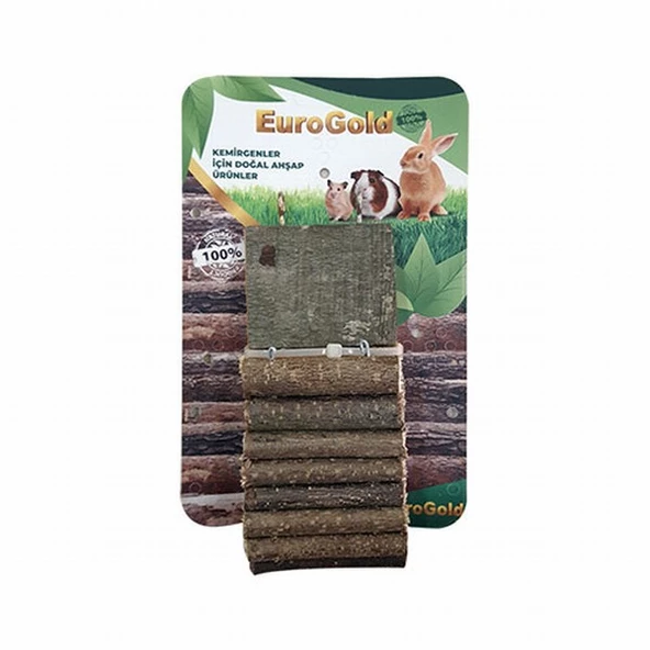 EuroGold Doğal Ahşap Kemirgen Merdiveni Tek Platformlu 7x30 Cm