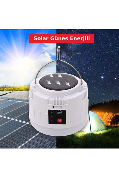 Solar Güneş Enerjili Kamp Çadır Lambası Işığı Bluetooth Hoparlör Rgb Led Kumandalı Aydınlatma - 6