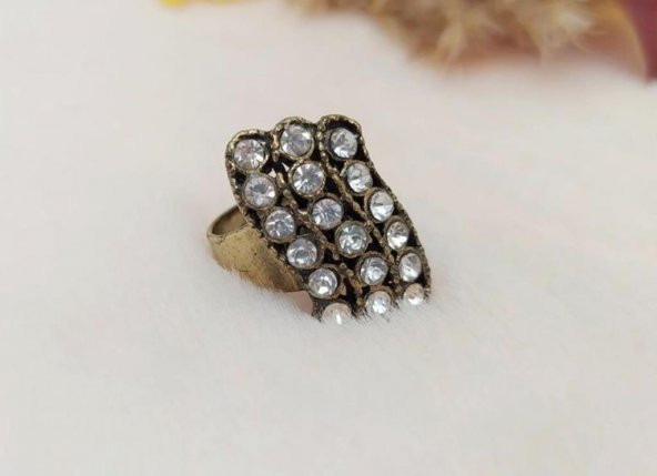 Otantik Tasarım Kadın Yüzük Swaroski Taşlı Yüzük Ayarlanabilir Ölçü ürün görseli