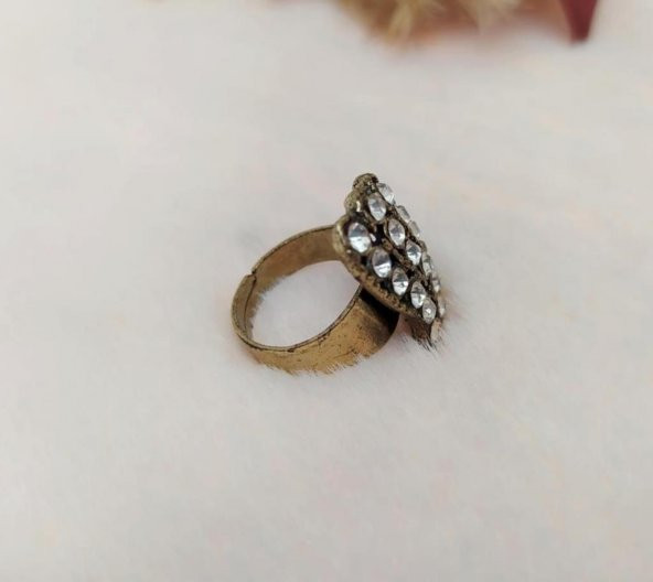 Otantik Tasarım Kadın Yüzük Swaroski Taşlı Yüzük Ayarlanabilir Ölçü - Resim 2