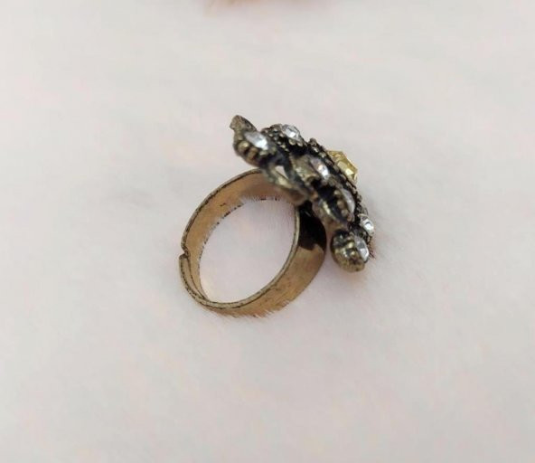 Otantik Tasarım Kadın Yüzük Swaroski Taşlı Yüzük Ayarlanabilir Ölçü - Resim 2