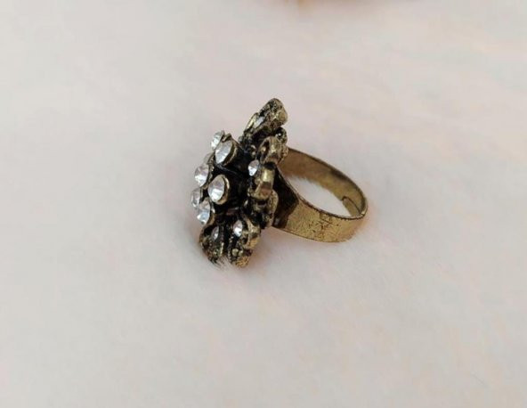 Otantik Tasarım Kadın Yüzük Swaroski Taşlı Yüzük Ayarlanabilir Ölçü - 2