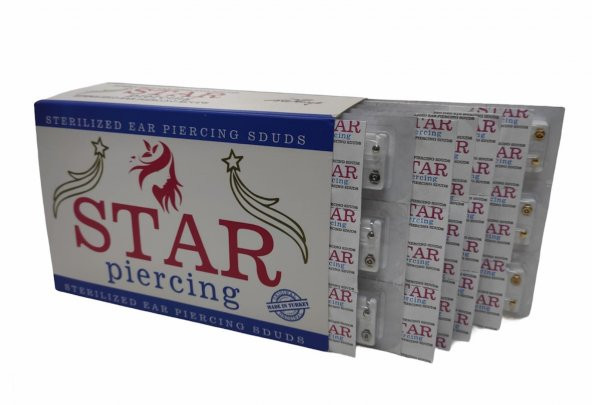 Star Kulak Delme Küpesi Beyaz Madenli 1 Düzine (12 Çift - 1 Plaka) - 4