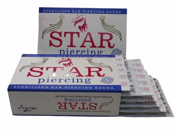 Star Kulak Delme Küpesi Beyaz Madenli 1 Düzine (12 Çift - 1 Plaka) - 5