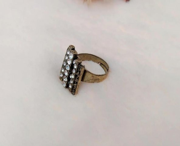 Otantik Tasarım Kadın Yüzük Swaroski Taşlı Yüzük Ayarlanabilir Ölçü - 2