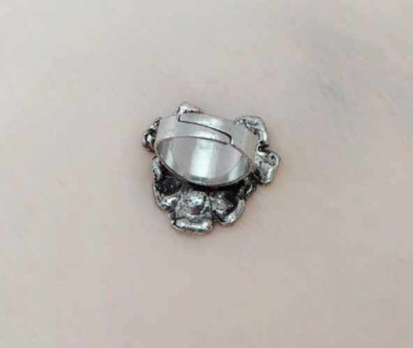 Otantik Çiçek Tasarım Kadın Yüzük Swaroski Taşlı Yüzük Ayarlanabilir Ölçü - 3