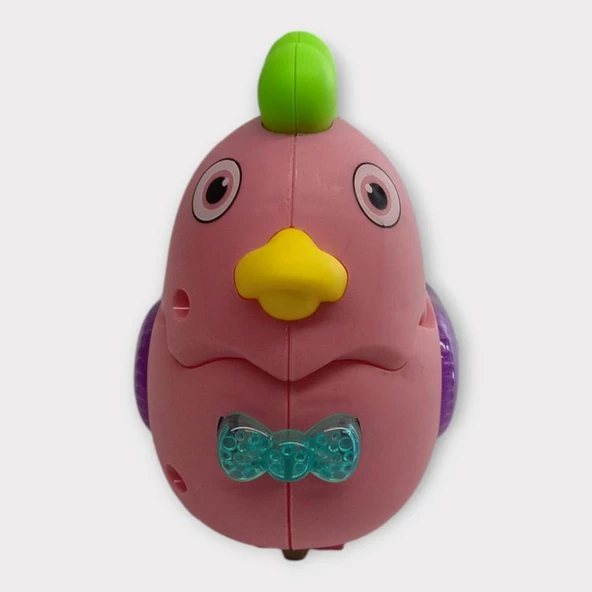 Kurmalı Işıklı Sevimli Tavuk - Pembe - 5