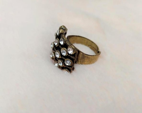 Otantik Tasarım Kadın Yüzük Swaroski Taşlı Yüzük Ayarlanabilir Ölçü - 2