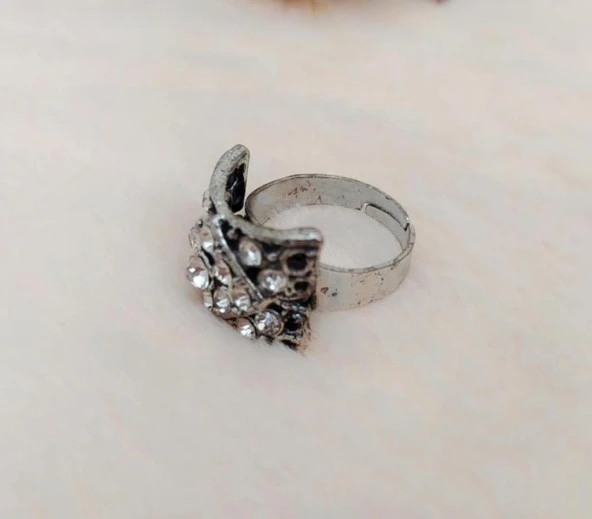 Otantik Tasarım Kadın Yüzük Swaroski Taşlı Yüzük Ayarlanabilir Ölçü - 2