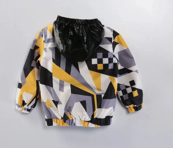 Renkli Kapşonlu Fermuarlı Pamuklu Astarlı Kapşonlu Cepli Kız Erkek Bebek Yağmurluk Mont Tulum Çocuk - 7