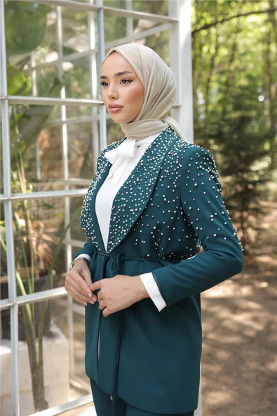 İNCİLİ CEKET TAKIM - 71193.032 - Zümrüt - Resim 4