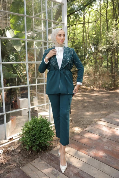 İNCİLİ CEKET TAKIM - 71193.032 - Zümrüt - Resim 3