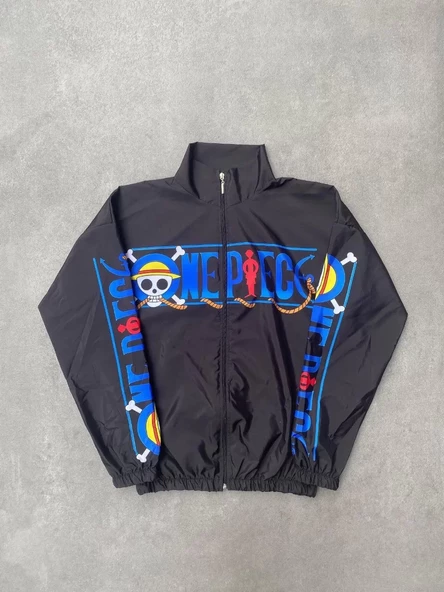 Unisex Fermuarlı  Baskılı Rüzgarlik - Siyah - 6