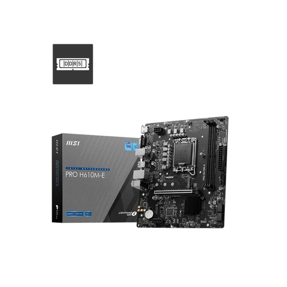 ONTECH - Msı Pro H610m-e Ddr5 5600mhz 1xvga 1xhdmı 1xm.2 Usb 3.2 Matx 1700p (12. / 13. Ve 14. Nesil İşlemci Uyumlu)