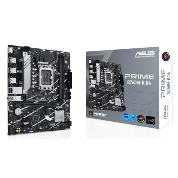 ONTECH - Asus Prıme B760m-r D4 Ddr4 5333mhz 1xhdmı 2xm.2 Usb 3.2 Matx 1700p (12. / 13. Ve 14. Nesil İşlemci İle Uyumlu)