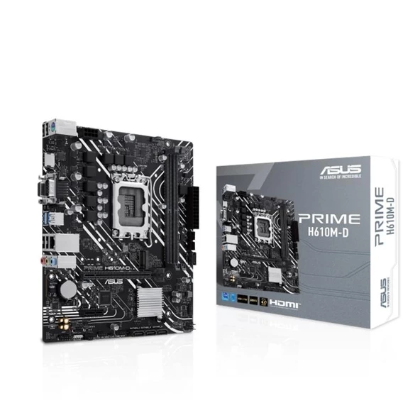 ONTECH - Asus Prıme H610m-d Ddr5 5200mhz(oc) 1xvga 1xhdmı 1xm.2 Usb 3.2 Matx 1700p (12. / 13. Ve 14. Nesil İşlemci Uyuml