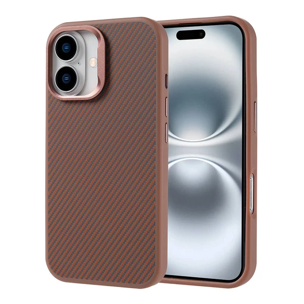 Gpack Apple iPhone 16 Plus Kılıf Karbon Fiber Dizayn Magsafeli Troy Kapak - 3