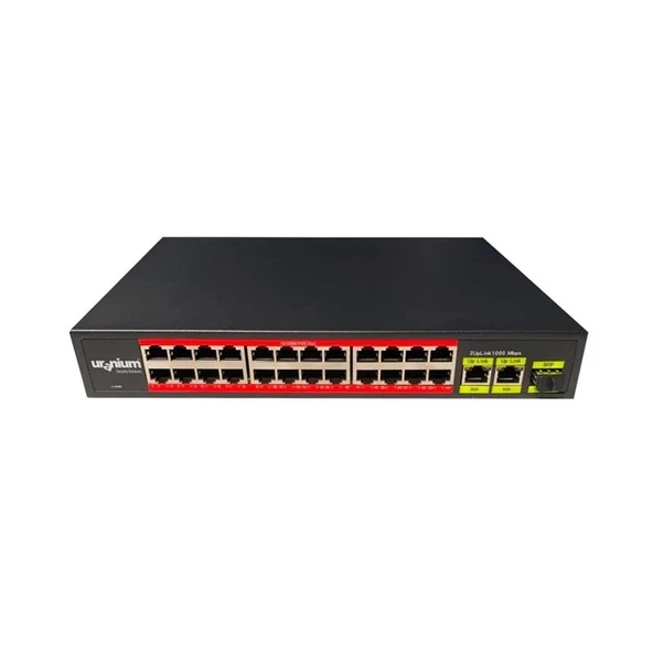 ONTECH - Uranıum Poe-2421sfp-300w 24 Port 10/100+2x Gıgabıt Uplınk +1xsfp 250 Metre Poe Rackmount Swıtch (realtek Chıpse