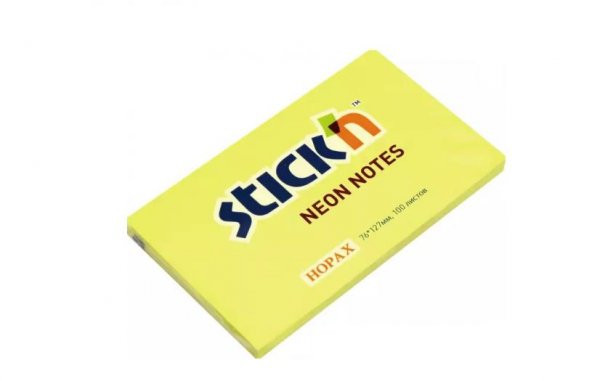 Hopax Stıckn Yapışkanlı Not Kağıdı Neon Sarı 76x127 MM 100 YP HE21135