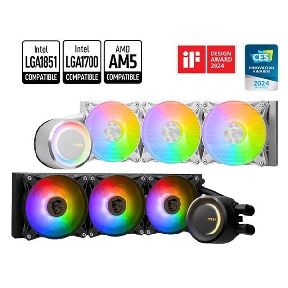 ONTECH - Msı Mag CorelıQuıd E360 Whıte 360mm Argb Sıvı İşlemci Soğutucu (lga 1150/1151/1155/1156/1200/1700/am5 Uyumlu)