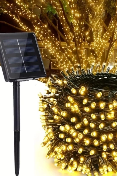 MAGICLEDCORNER Solar Led Işık 10 Metre 100 Led Güneş Enerjili Bahçe Aydınlatma 8 Animasyonlu Günışığı - Resim 3