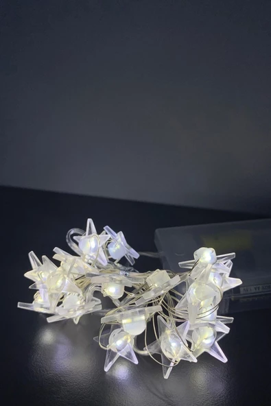MAGICLEDCORNER Yıldızlı Gümüş Tel Peri Led 2 Metre  Pilli GE3015 ürün görseli 1