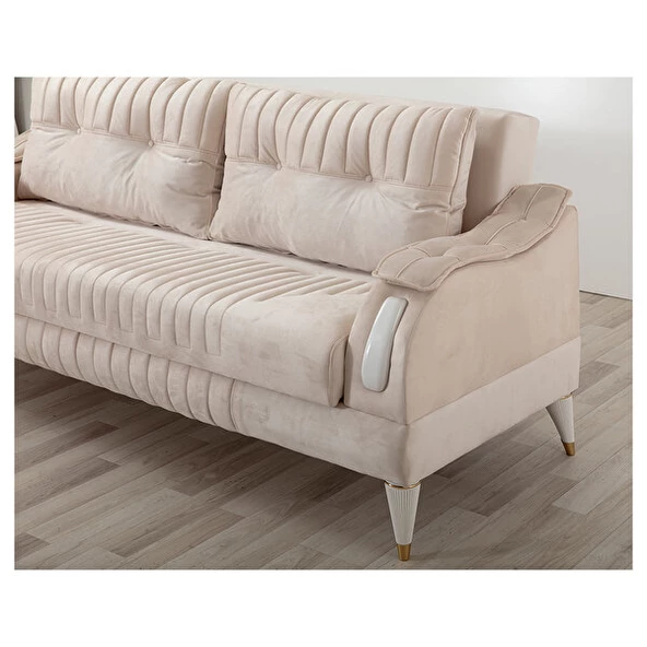 Belletto Leon Üçlü Koltuk Krem - 3
